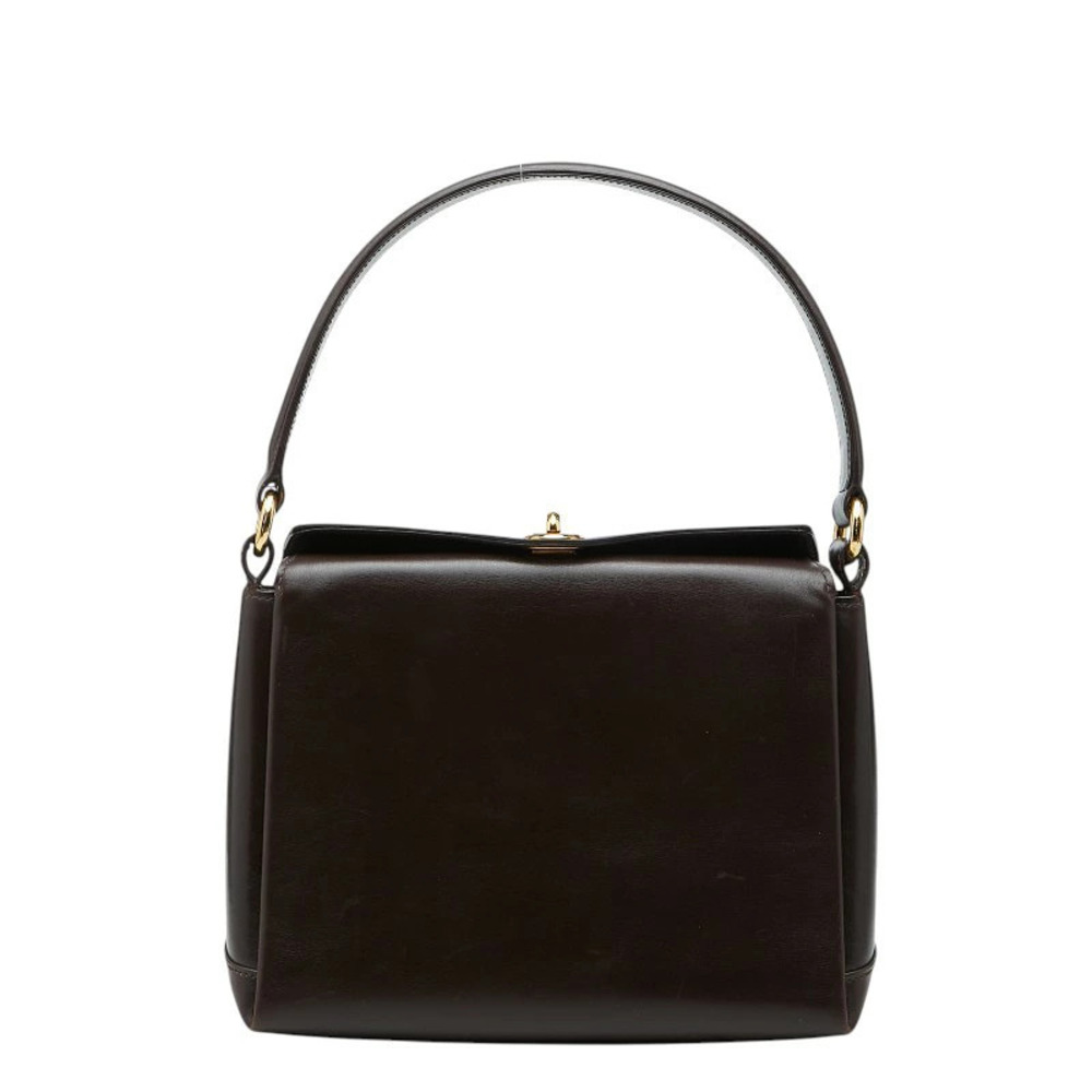 Gucci smooth leather top handle bag silhouette turnlock Black